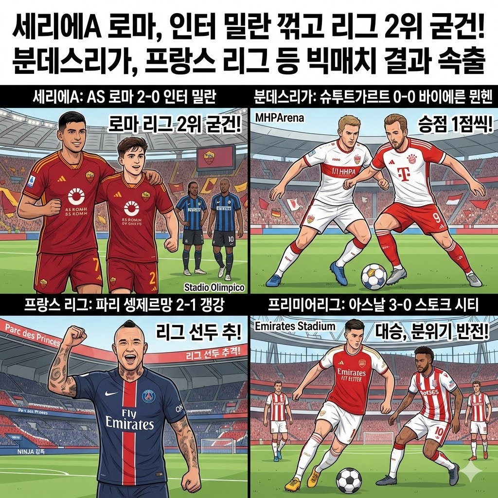 세리에A 로마, 인터 밀란에 완승분데스리가 슈투트가